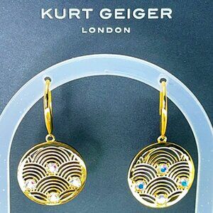 Kurt Geiger | Gold Cutout Signature Style Polished Medallion Earrings - NWT